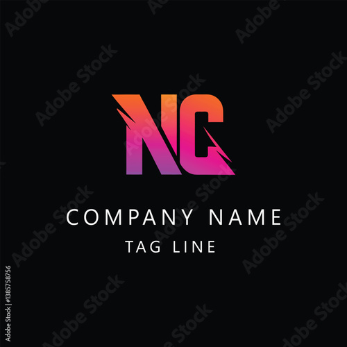 Gradient nc or cn logo template
