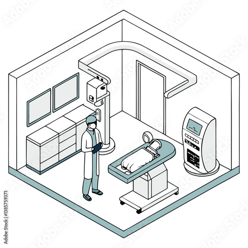 Isometric Hospital Operating Room with Doctor and Patient