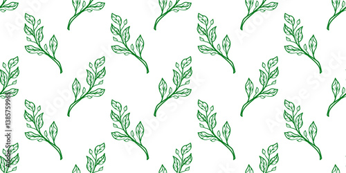 tea leaves pattern background. green leaves vector pattern background. Green tea leaf seamless pattern. seamless patterns with green leaves of tea.