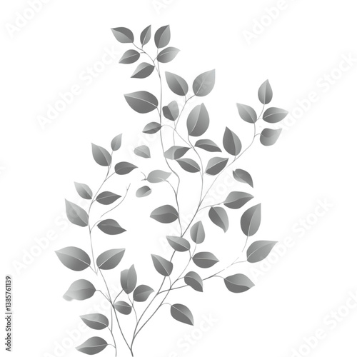 Elegant grayscale leaves on branches serene nature design