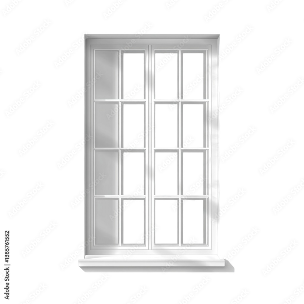 Obraz premium Serene white window sunlight streaming through panes