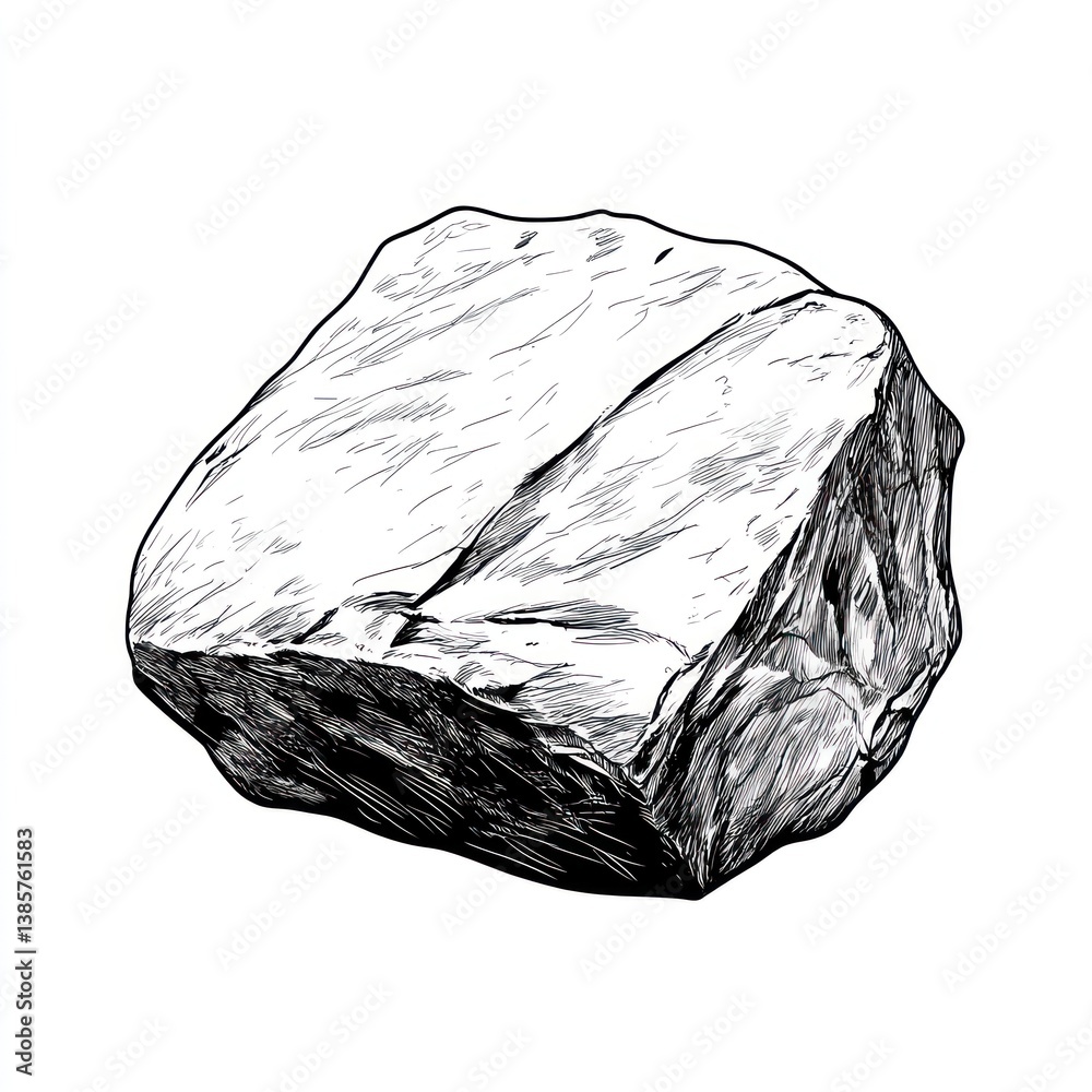 Naklejka premium A hand drawn illustration of a large angular stone isolated