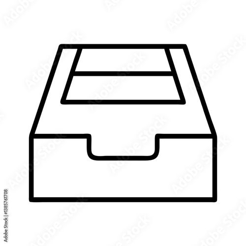 Outline office drawer icon vector illustration for storage organization and workspace design element concept