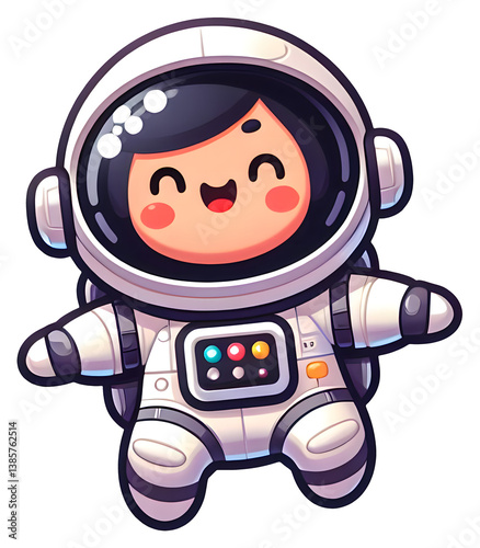 Sticker Illustration of Cute Astronaut, PNG Backgroundless.