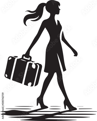 Man with luggage bag silhouette vector, Man with luggage logo vector , Man with luggage vector illustration full body