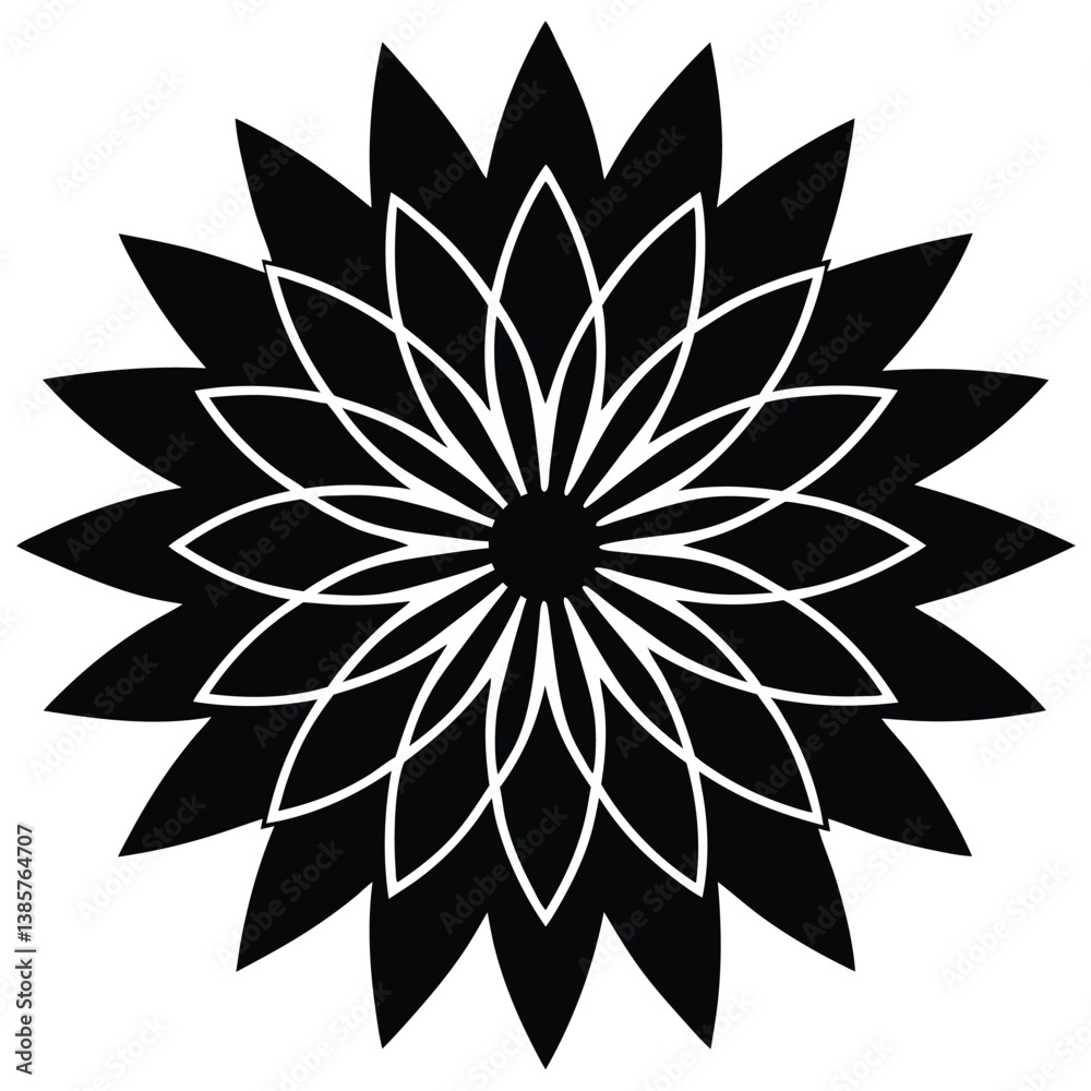 Fototapeta premium An aster flower icon with thin radiating petals.