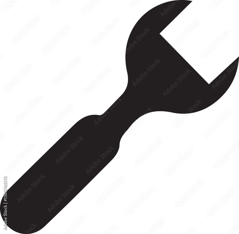 Wrench Icon Vector. Flat Black Icon Isolated on White Background. Wrench Icon Vector. Flat Black Icon Isolated on White Background.