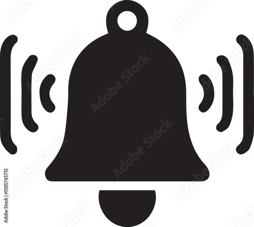 Bell Icon Vector. Flat black symbol. Pictogram is isolated on a white background. Designed for web and software interfaces.