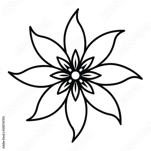 A passion flower icon with intricate layered filigree.