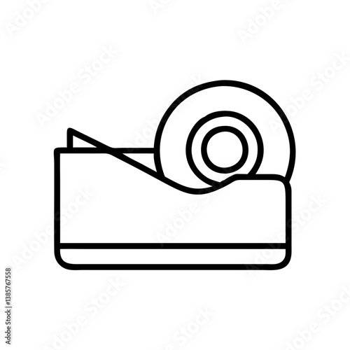 Outline vector graphic of a tape dispenser for office supplies and stationery for school and home use