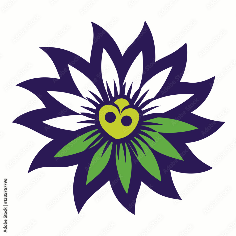 Fototapeta premium A passion flower icon with intricate layered filigree.
