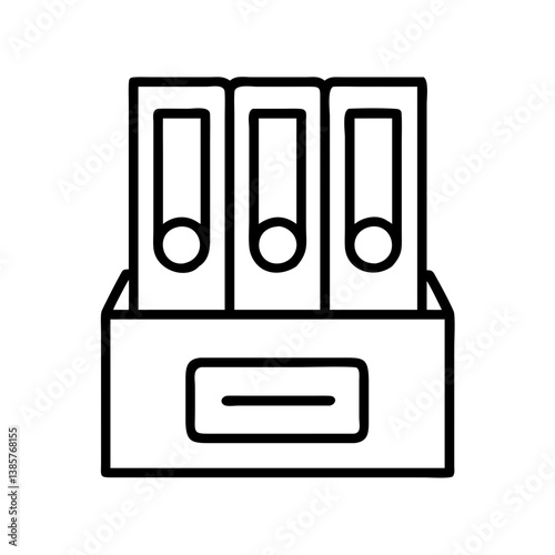 Office filing cabinet with folders vector icon for document organization and data management solutions design
