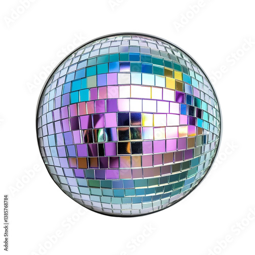 Disco ball shimmering vibrant colors reflecting light party fun