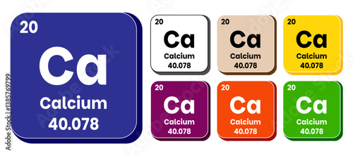 Ca, Calcium element vector icon Set, periodic table element. Vector illustration EPS 10 File. Isolated on white background.
