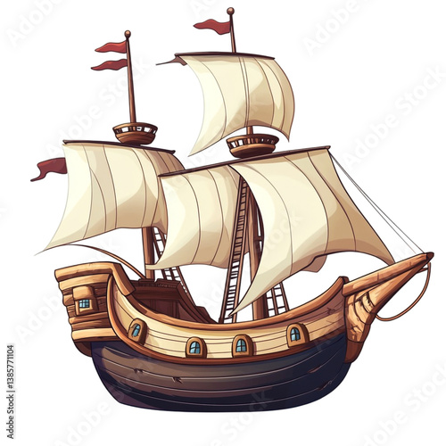 Majestic sailing ship adventure at sea under full sail