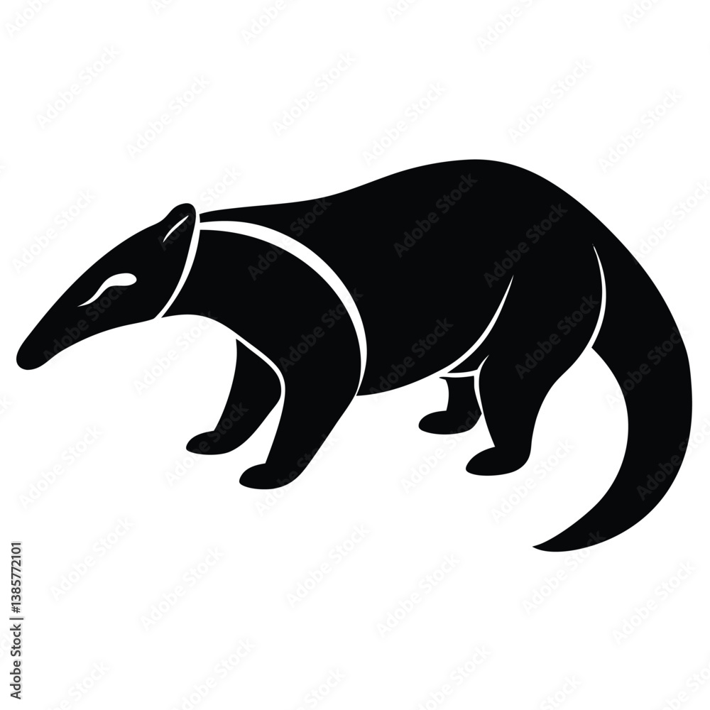 Obraz premium anteater line art silhouette vector illustration, Anteater cartoon vector silhouette, A anteater silhouette illustration on white background, vector illustration of a bear., anteater silhouette art.