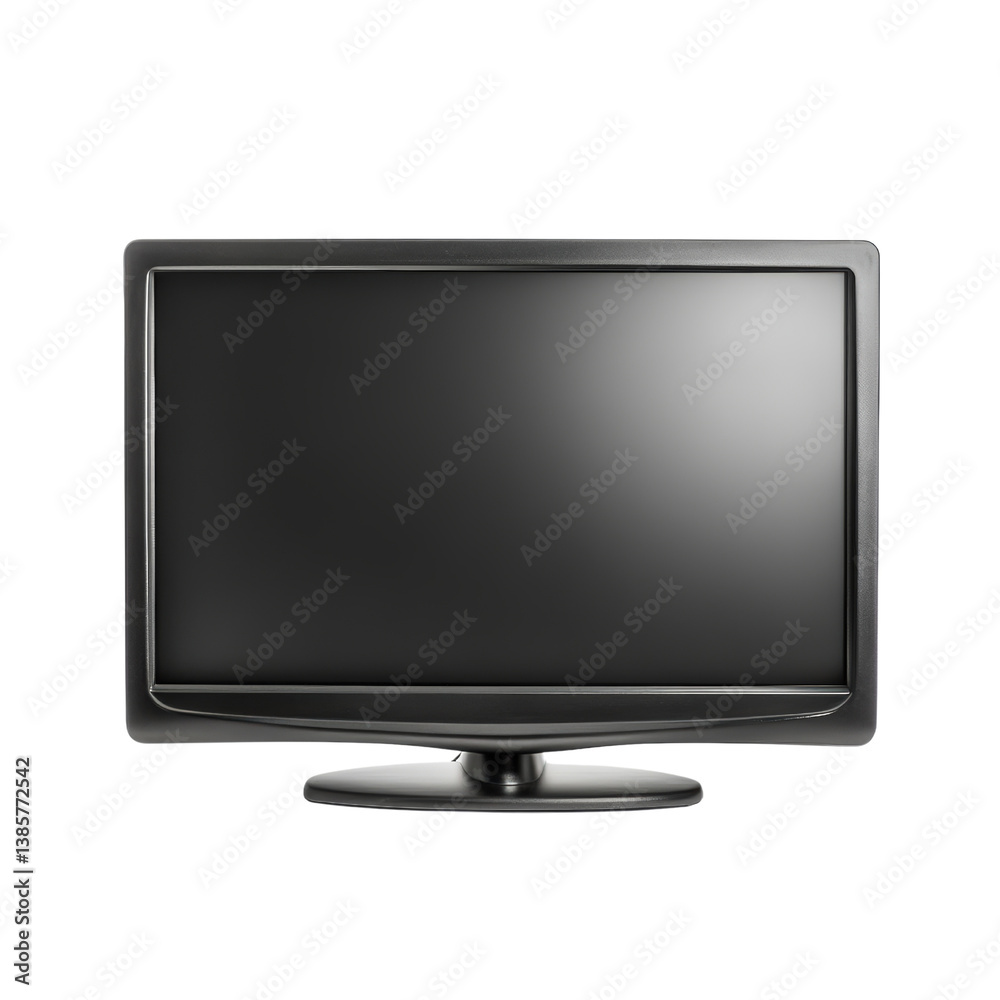 Modern television set with a sleek design and clear display showcasing high definition imagery in a cozy living room isolated on transparent background..