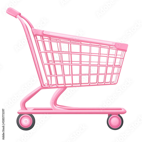 Pink shopping cart ready for a fun shopping spree