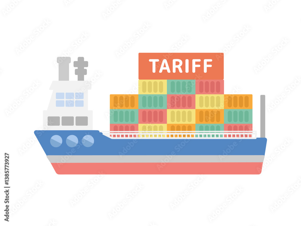 Obraz premium 貨物船 関税 イラスト