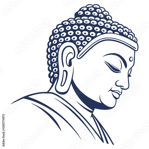 Elegant Buddha Face Line Art – Spiritual Calm and Enlightenment Drawing