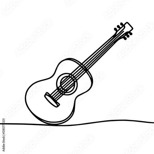Continuous Line Drawing of a Guitar  