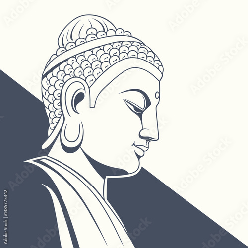 Elegant Buddha Face Line Art – Spiritual Calm and Enlightenment Drawing