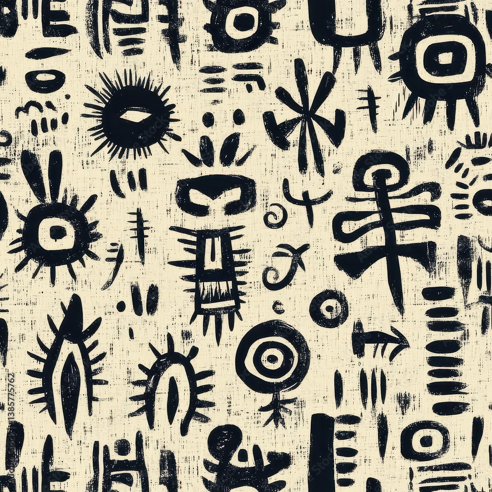 Abstract Black and White Pattern with Unique Shapes and Designs Abstract Black and White Pattern with Unique Shapes and Designs
