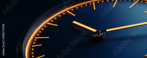 Close-up view of a stylish watch with luminous hour markers.