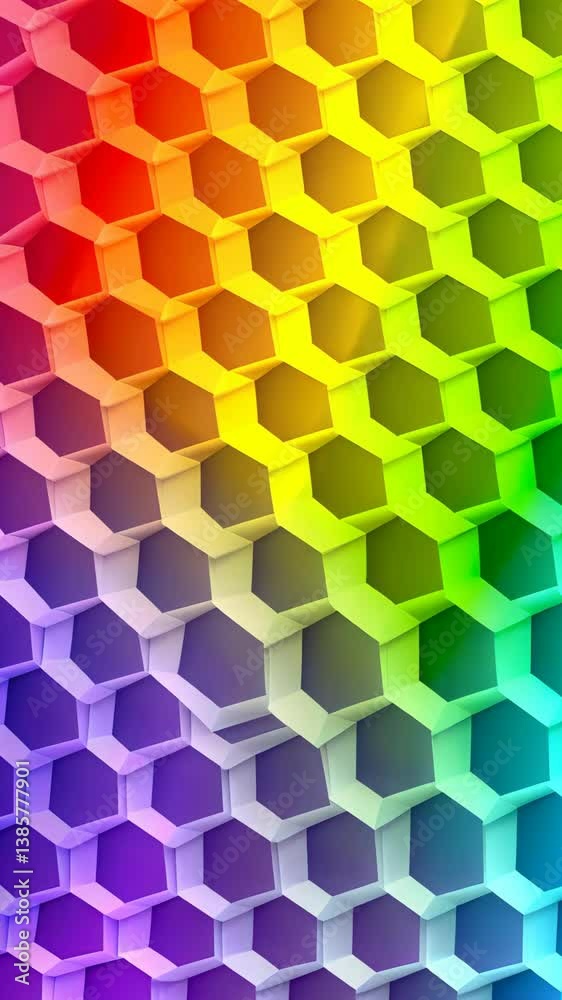 Colorful hexagonal pattern with rainbow gradient showcasing a unique design element in bright hues Colorful hexagonal pattern with rainbow gradient showcasing a unique design element in bright hues