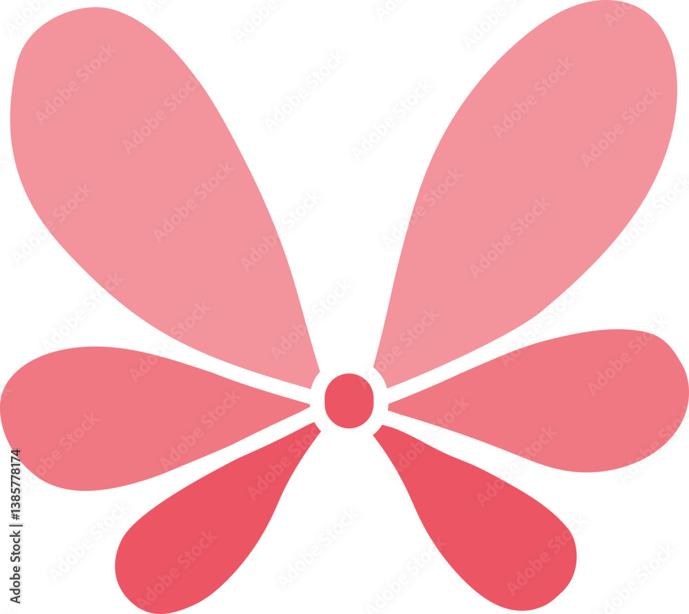 doodle bow A simple pink flower shape with rounded petals and a central dot. in flat color style doodle bow A simple pink flower shape with rounded petals and a central dot. in flat color style