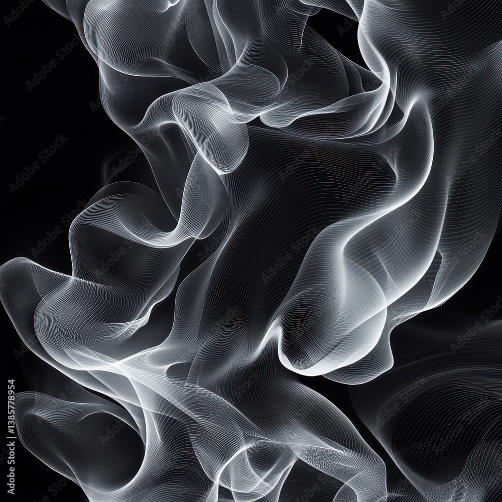 Obraz premium Abstract Flowing Waves in Monochrome Design for Background Use