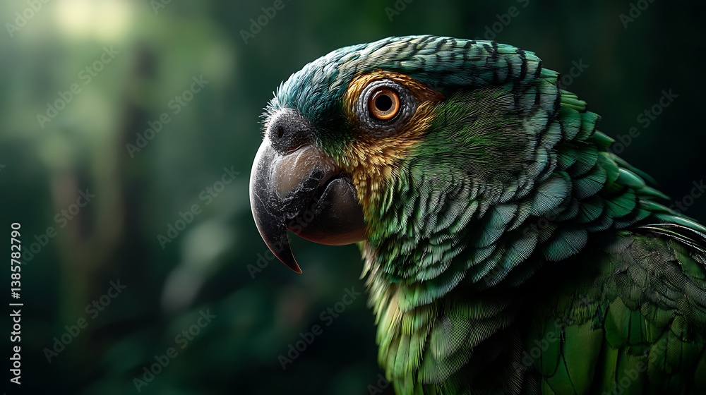 Obraz premium Close-up of a colorful macaw parrot on white background tropical exotic bird with vibrant feathers in studio light