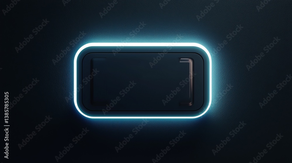 Futuristic device with neon light accents on a dark background. Futuristic device with neon light accents on a dark background.
