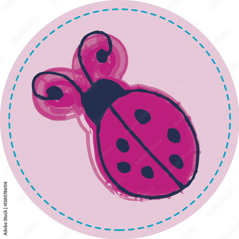 Obraz premium 卡通徽章瓢虫