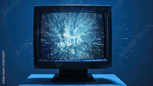 CRT Monitor Explosion: Digital Overload Abstract