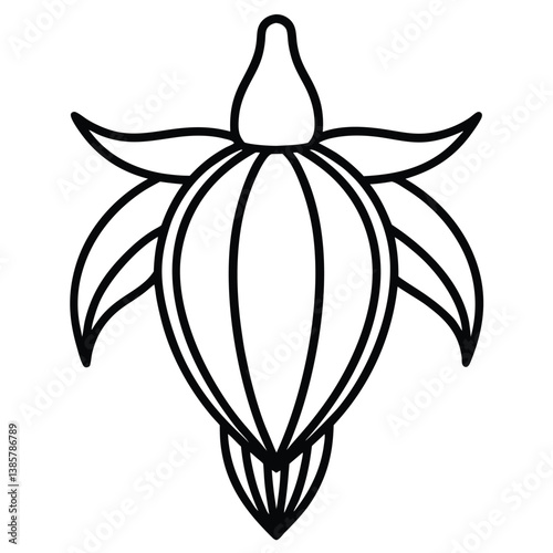 A banana blossom icon with a drooping layered.
