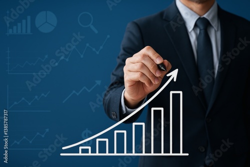 Business Professional Illustrating Growth Trends on a Chart in a Corporate Se...