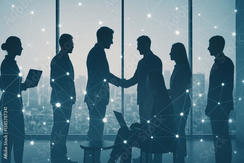 Business Professionals Engaging in Networking and Collaboration Within a Mode...