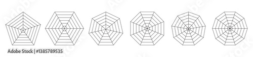 Circular spider graph. Balance polygon wheel chart isolated on transparent background vector illustration.	