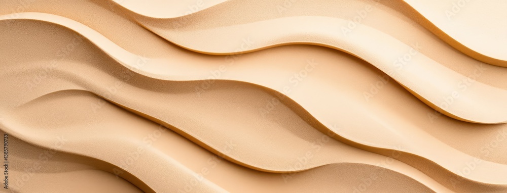 Obraz premium Textured wall design featuring soft undulating waves in a warm beige tone creating a calming atmosphere in an interior space