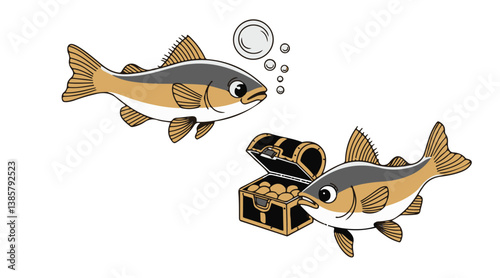 Vector art of a sea animal fish on a hook illustration