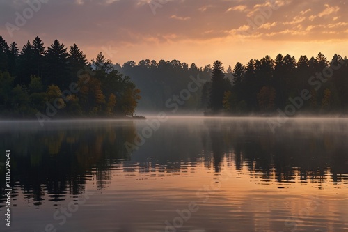 Timeless Dawn A Serene Lake Reflecting a Sacred Stillness V8