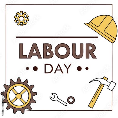 Labour Day Celebration - Tools, Gears, and Hard Hat Design