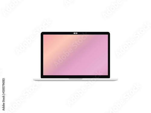 Computer laptop with blank empty colorful screen for copy space text on working workplace vector illustration flat cartoon, pc with empty display work place office modern design image
