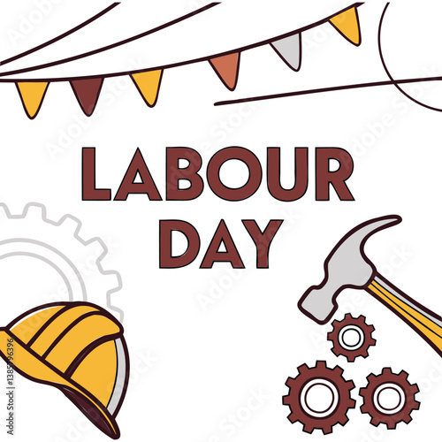Labour Day Celebration - Tools, Gears, and Hard Hat Design