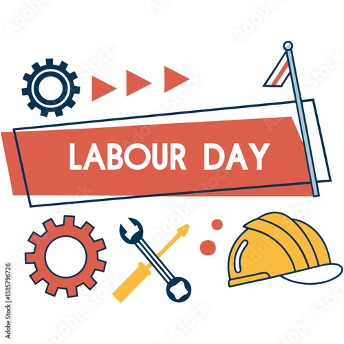 Labour Day Celebration - Tools, Gears, and Hard Hat Design