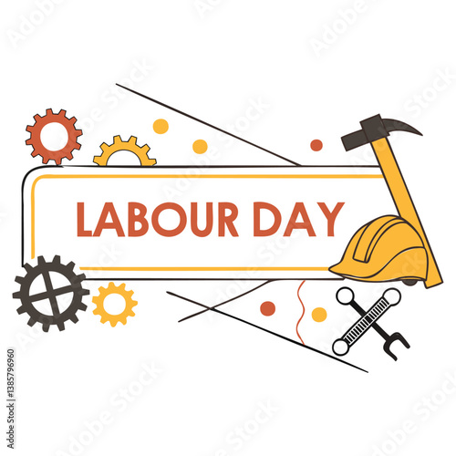 Labour Day Celebration - Tools, Gears, and Hard Hat Design
