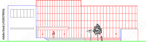 silhouette design vector illustration sketch drawing of modern minimalist office building architecture