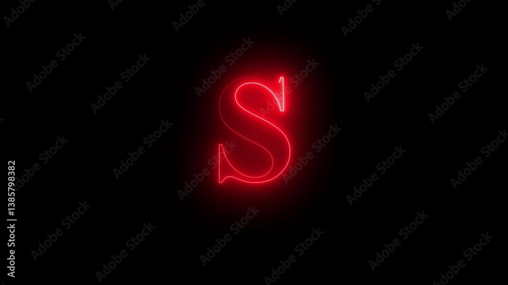 English uppercase alphabet design S. neon letter S with stop motion effect, Educational concept with neon letter. Latter motion in black background. English uppercase alphabet design S. neon letter S with stop motion effect, Educational concept with neon letter. Latter motion in black background.