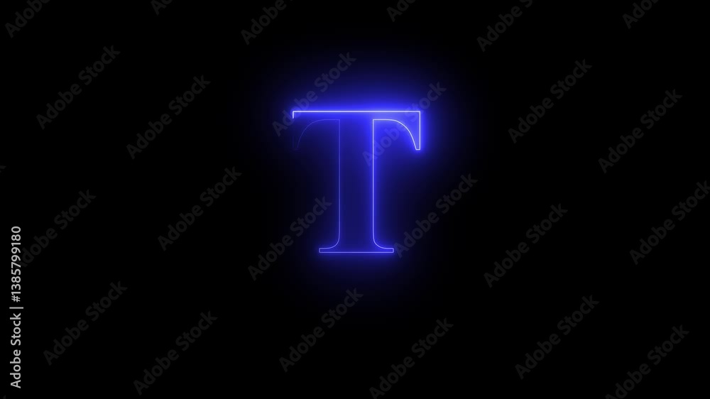 English uppercase alphabet design T. neon letter T with stop motion effect, Educational concept with neon letter. Latter motion in black background.